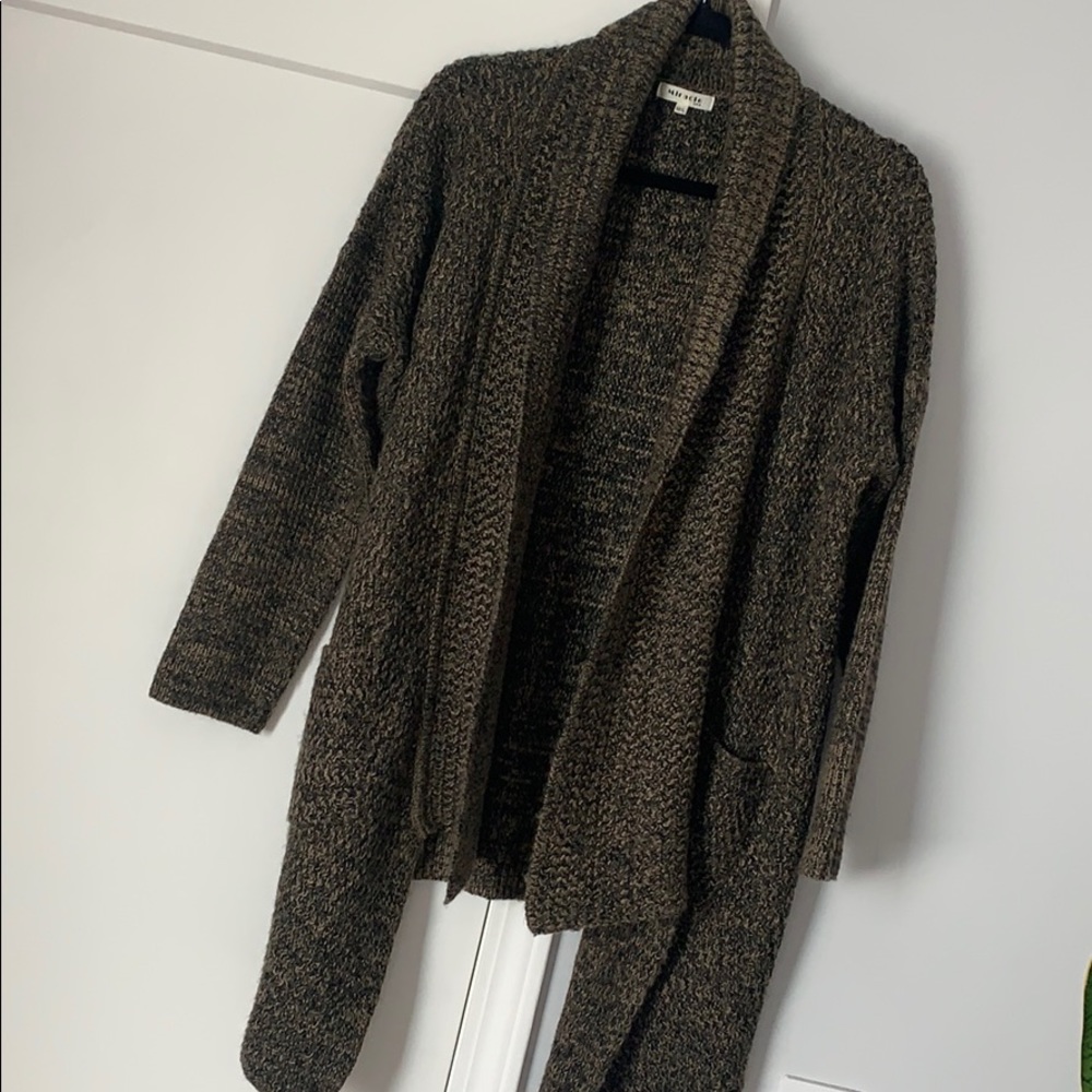 Brown + Black Blend Chunky Cardigan Sweater